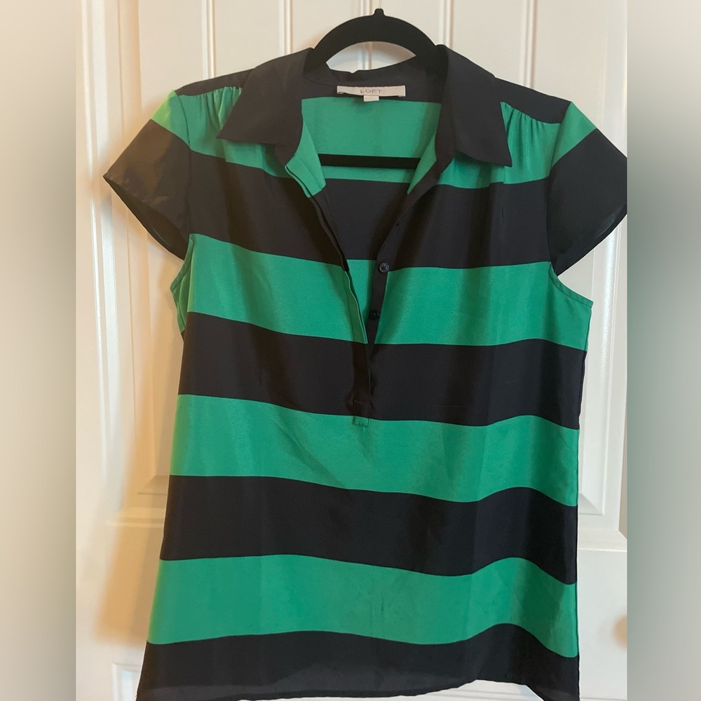 Black and Green Striped Women's Top